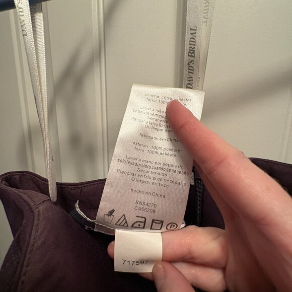 David's Bridal Bridesmaid Dress - Style F14847 - Color Plum - Size 6 - Picture 5 of 7